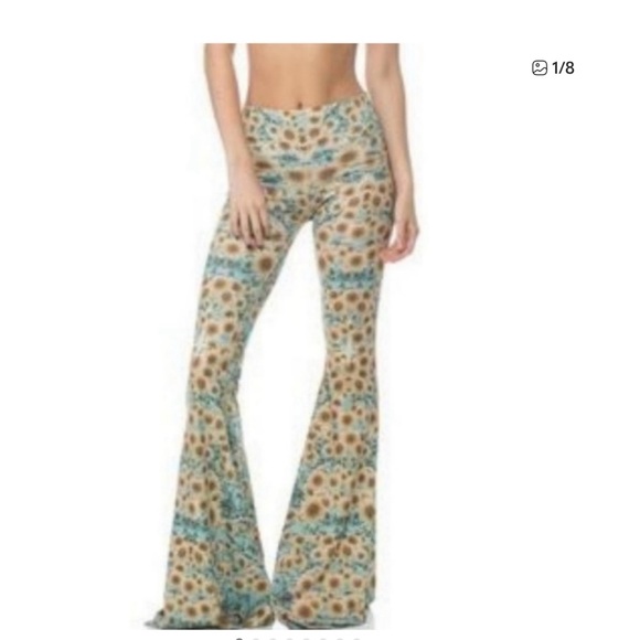 teeki Pants - Teeki Sunflower Bell Bottom Flare Leggings Small